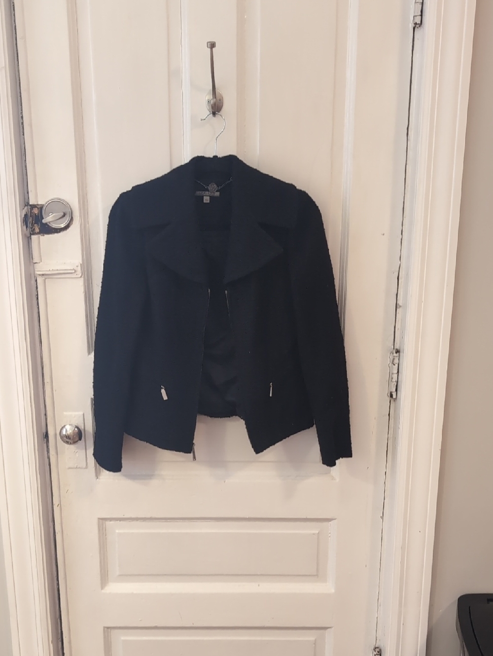 Anne Klein Women's Black Bouclé Zip-Front Jacket